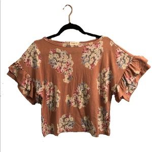 Ruffle sleeve flower print blouse